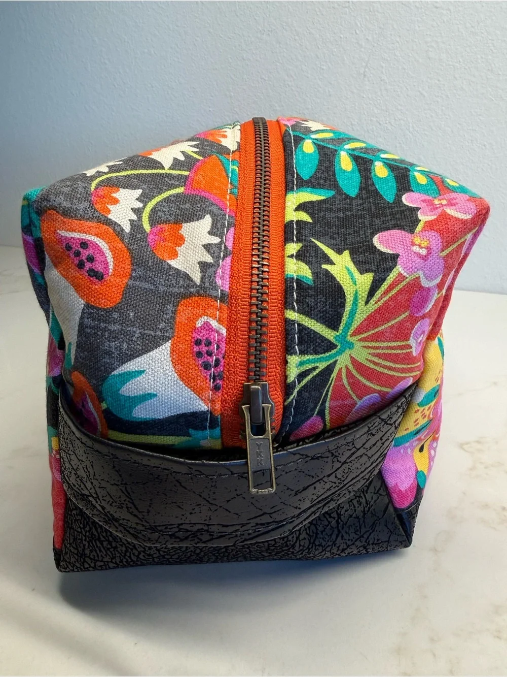 Rebekah Scott Designs Retired Terra Cube Floral Travel Cosmetic Makeup Bag